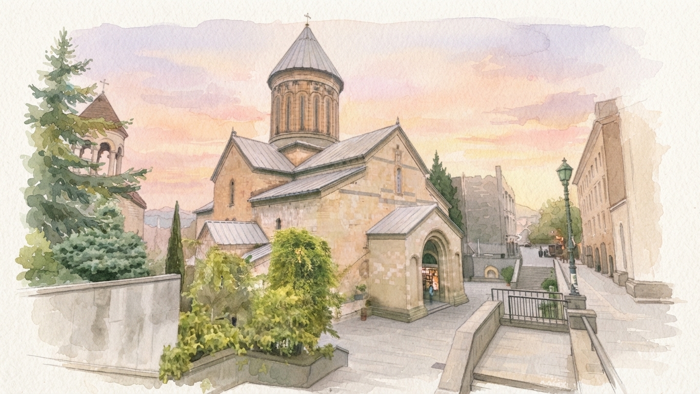 თბილისის სიონის ტაძრის აკვარელური ილუსტრაცია